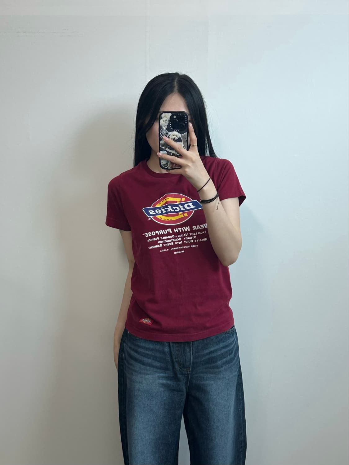 디키즈 y2k 와투케 버건디 반팔 티셔츠 상품이미지1