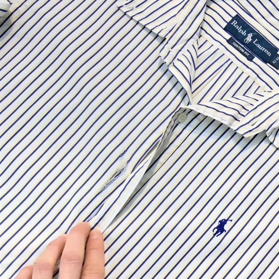 폴로랄프로렌 옐로 네이비 더블 스트라이프 셔츠 남성 105 사이즈 상품이미지5