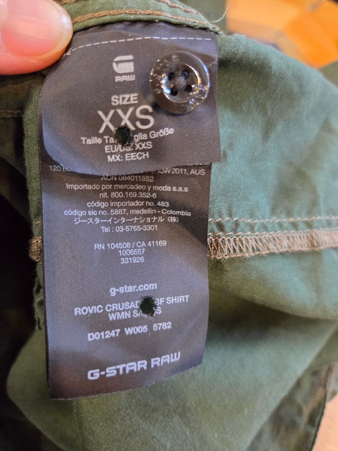 G-Star RAW 카키색 민소매 셔츠(XXS) 상품이미지8