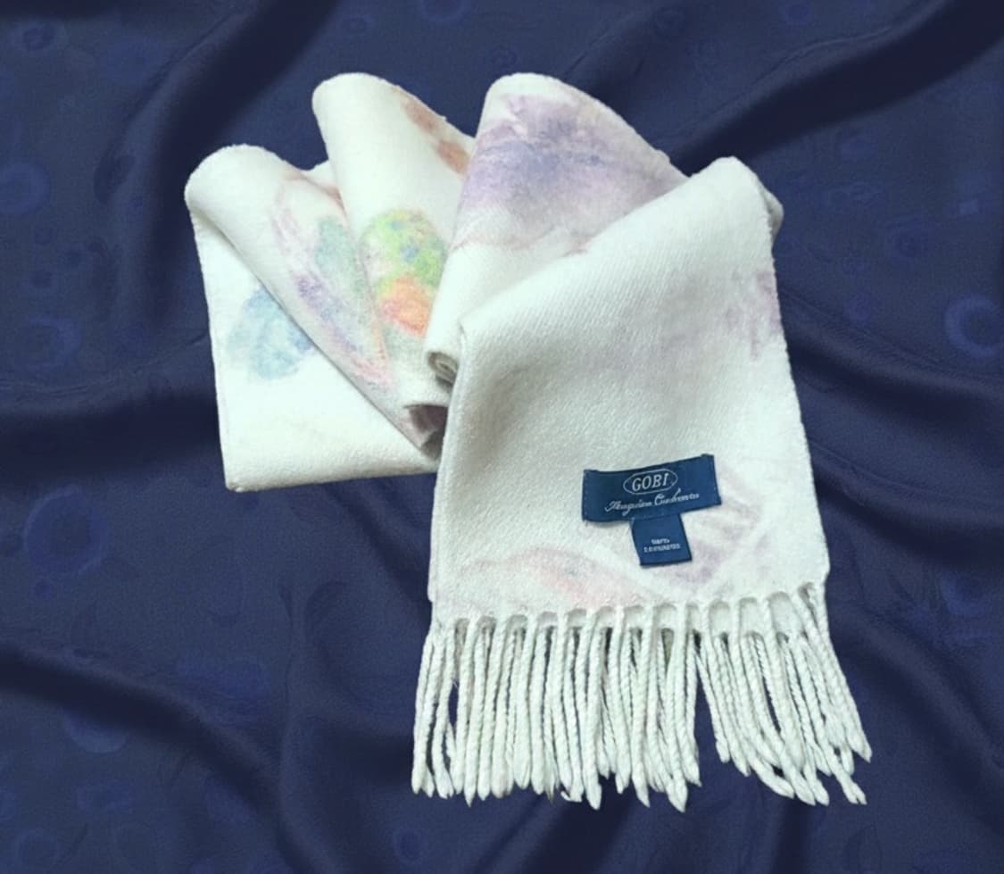 GOBI 몽골리안 캐시미어 파스텔톤 Leaf패턴 머플러 상품이미지2