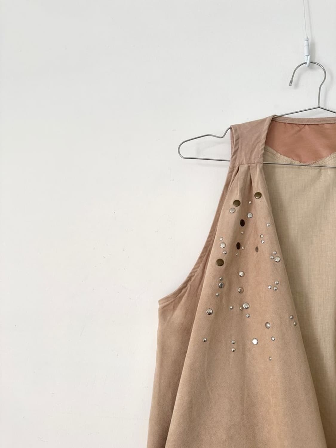 Western mini stud velvet vest / brown 상품이미지6