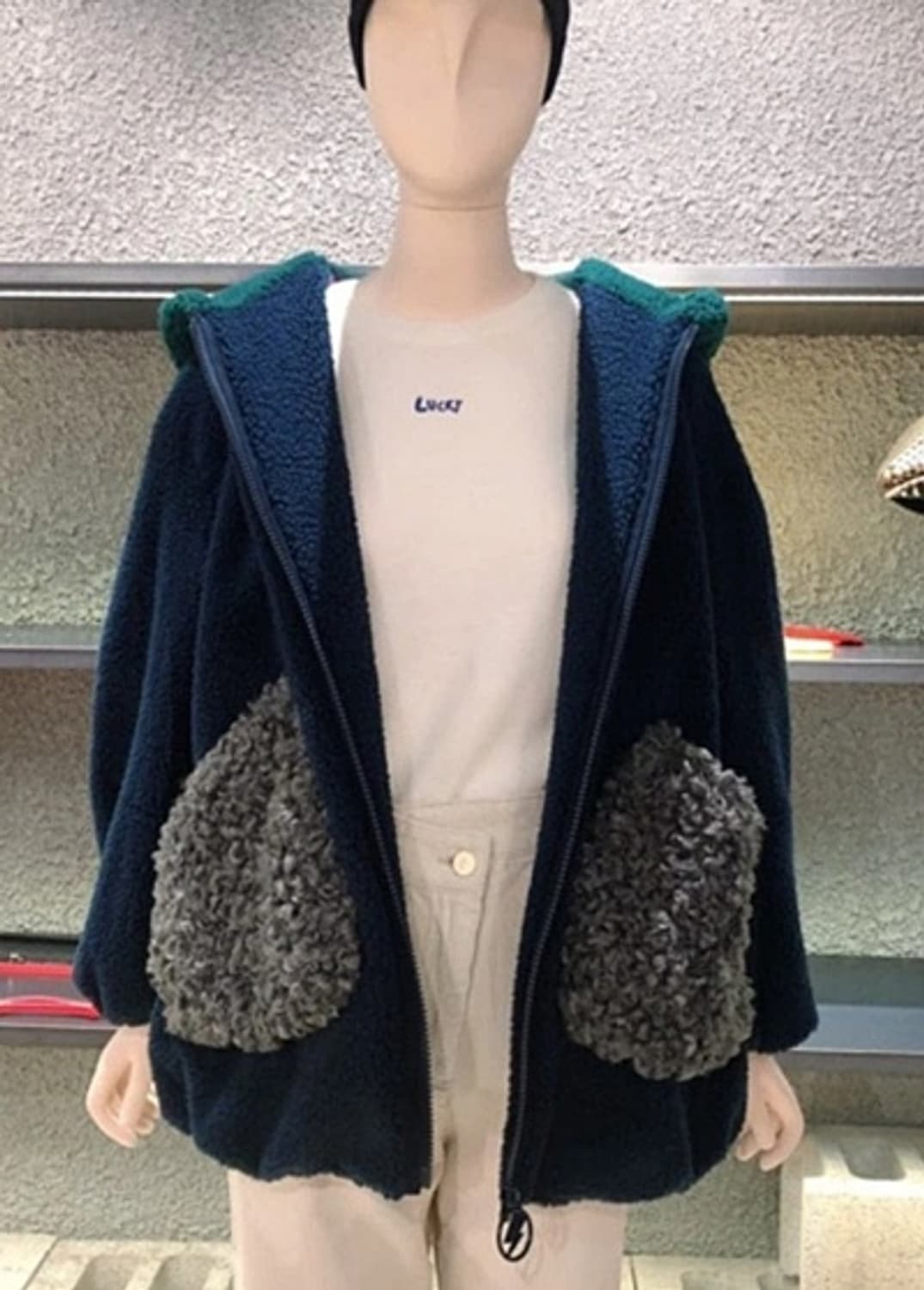 럭키슈에뜨 부클 집업 무스탕  (오버핏)    상품이미지3