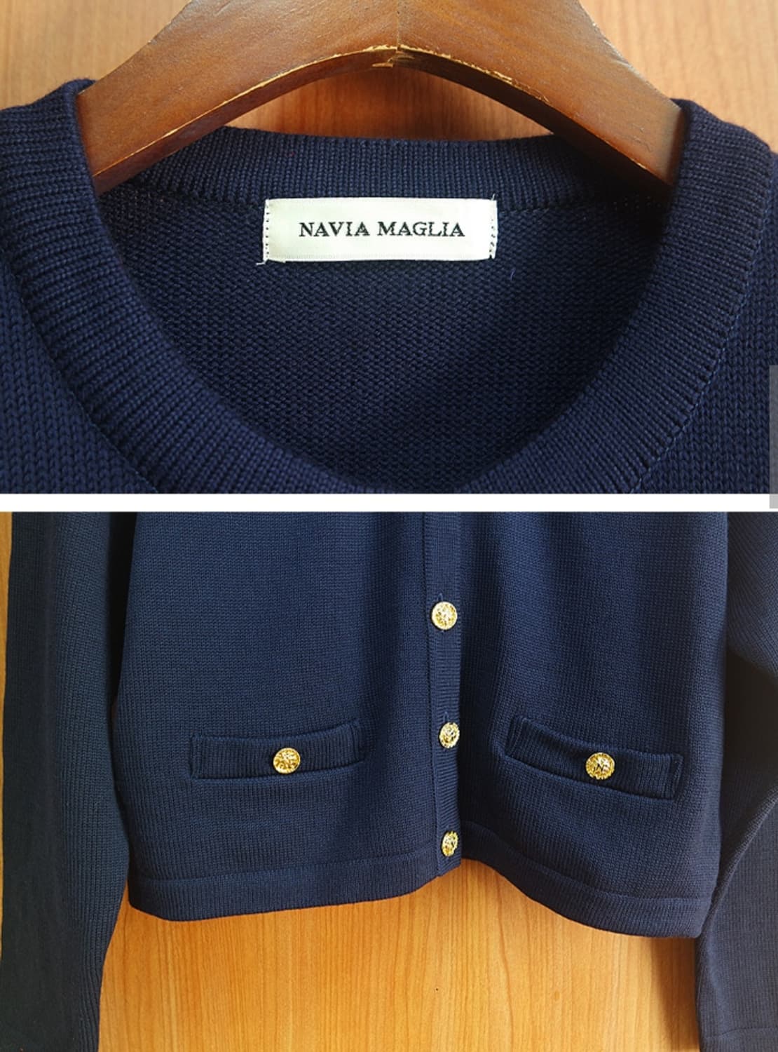 navia maglia  울100%네이비 크롭 니트자켓 상품이미지3