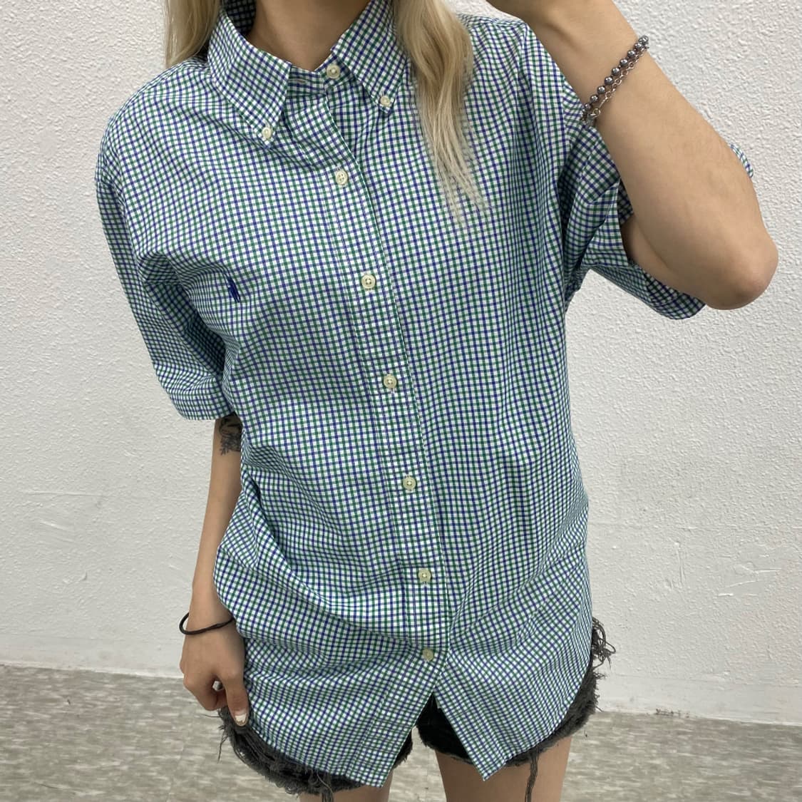 폴로 랄프로렌 그린체크 반팔셔츠 L 상품이미지1