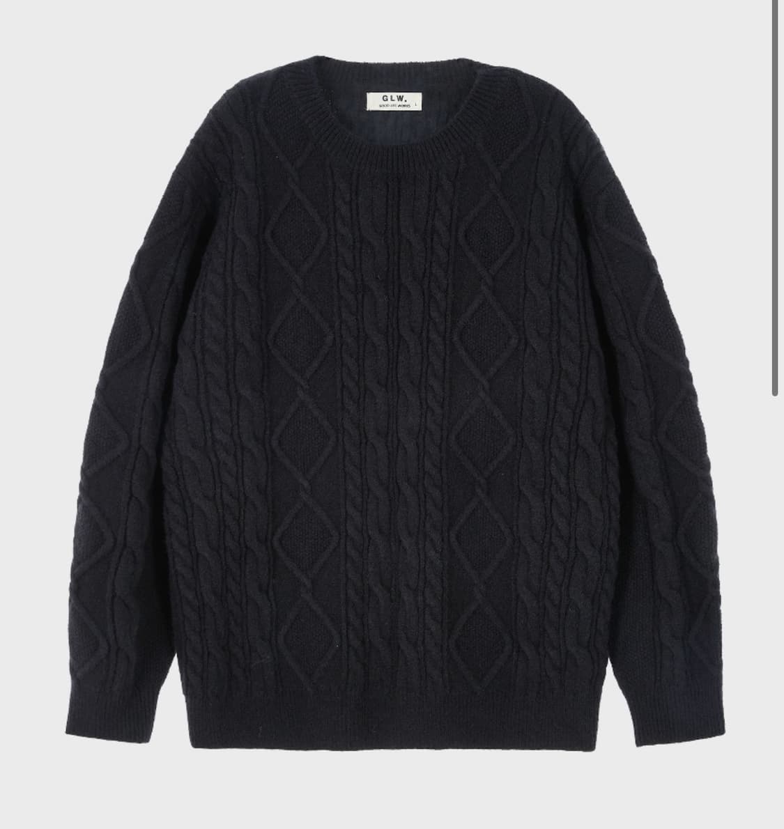 케이블 크루넥 스웨터 니트 블랙 상품이미지1