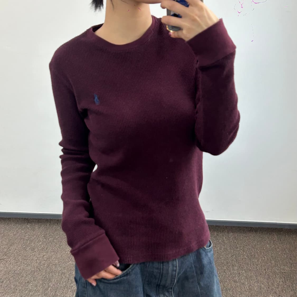 Polo Ralph Lauren 폴로 버건디 네이비포니 와플 니트  상품이미지2
