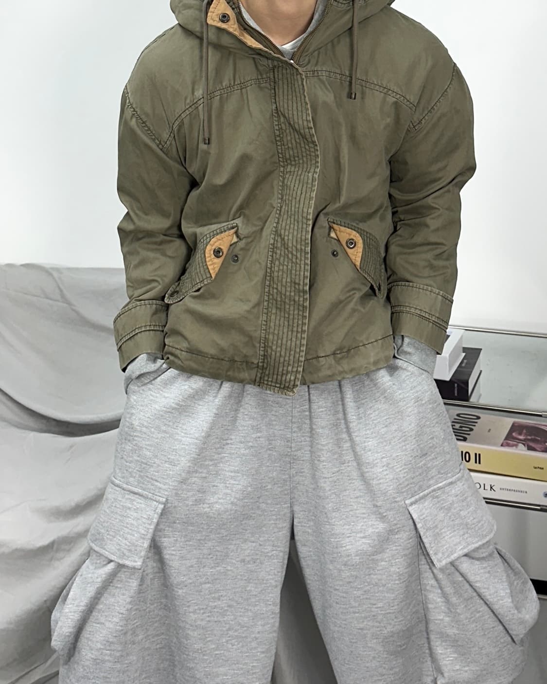 아베크롬비 카키 후드 야상 자켓 M 상품이미지1