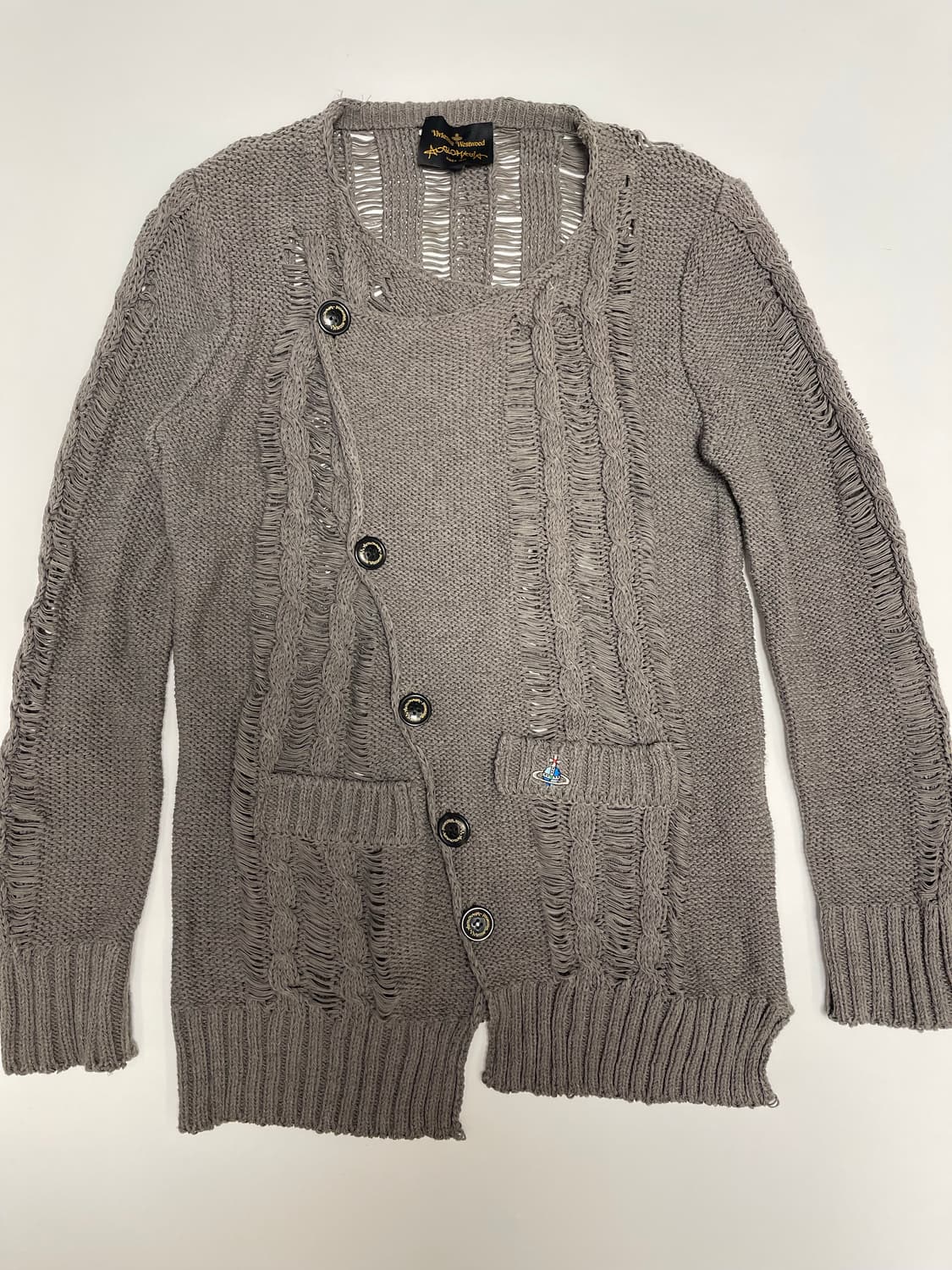 비비안웨스트우드 디스트레스 오버핏 asymmetrical 가디건 상품이미지1