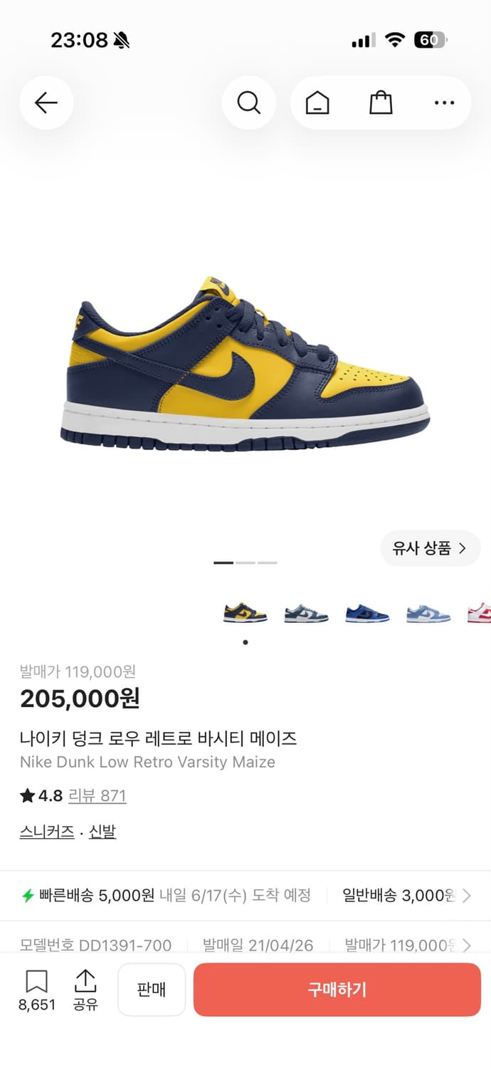 코르티스 나이키 덩크 로우 바시티 메이즈 상품이미지1