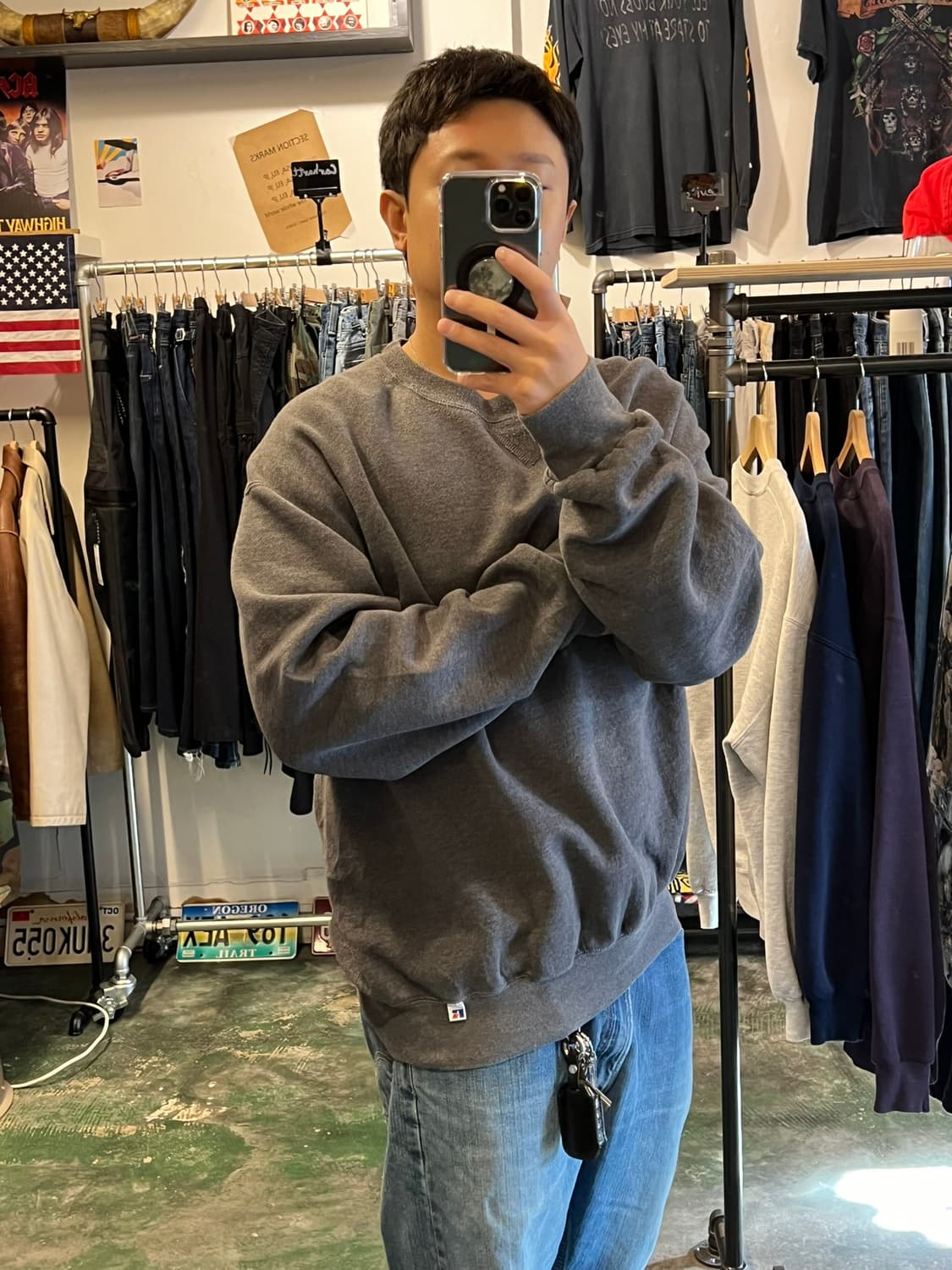 90's [XL] 러셀 애슬레틱 베이직 그레이 맨투맨 기모 스웨트셔츠 상품이미지3