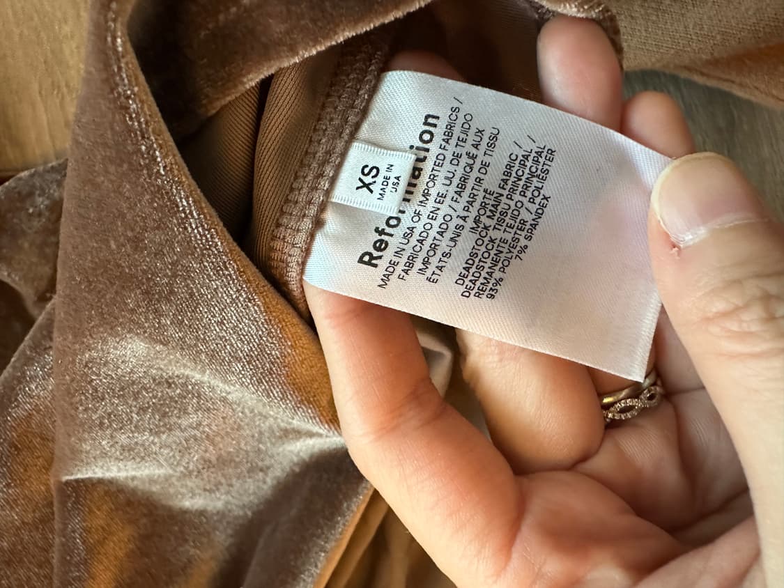 Reformation 리포메이션 브라운 셀로 니트 벨벳 오프숄더 탑 XS 상품이미지4