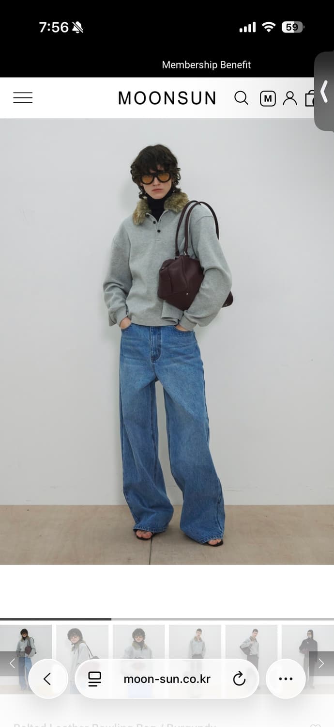 문선 레더 볼링백 버건디 상품이미지3