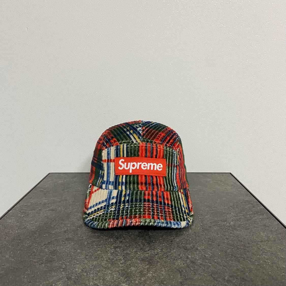 (OS) 슈프림 박스로고 캠프캡 모자 코듀로이 플레이드 체크 상품이미지1