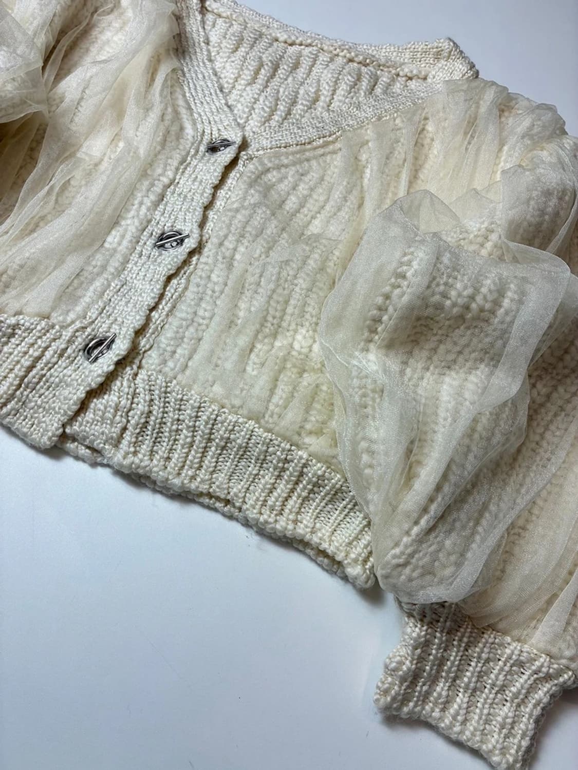 스니델 SNIDEL 재팬 튤 레이어드 니트 가디건 PN8420 상품이미지4