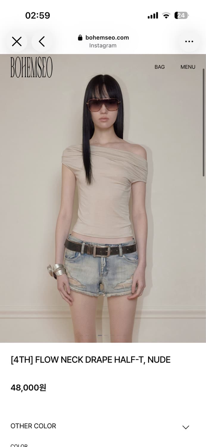 보헤미안서울 flow neck drape half-t  상품이미지1