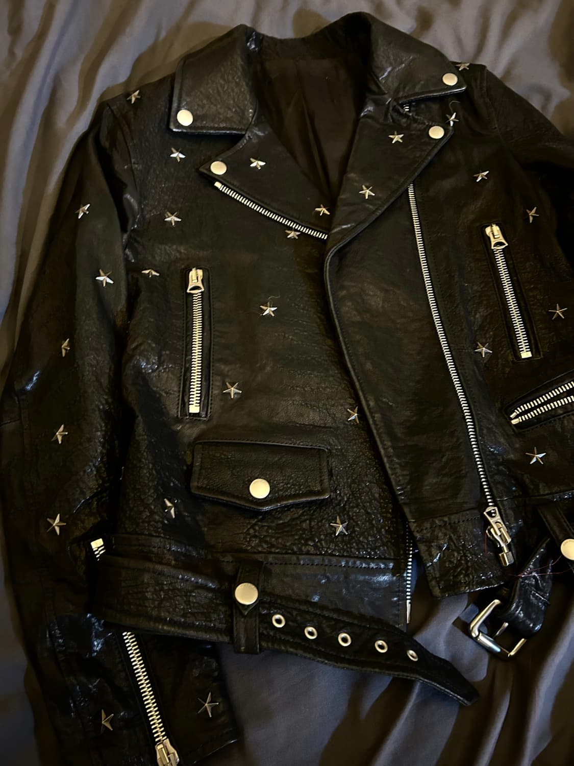 Cow Skin Star Stud Leather Jacket 상품이미지2