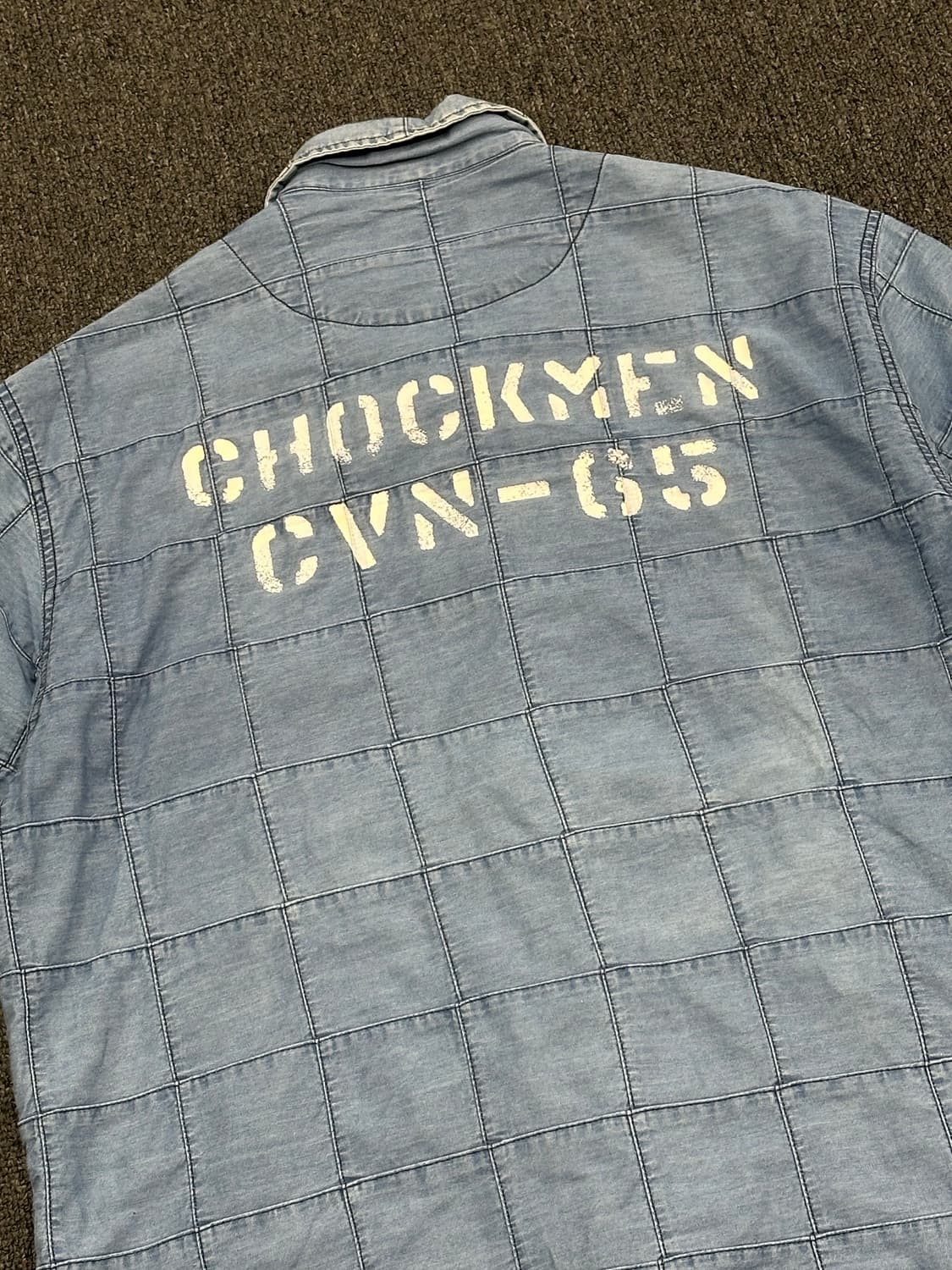 XL)Avirex vintage USN 로고 샴브레이 반팔셔츠 상품이미지8
