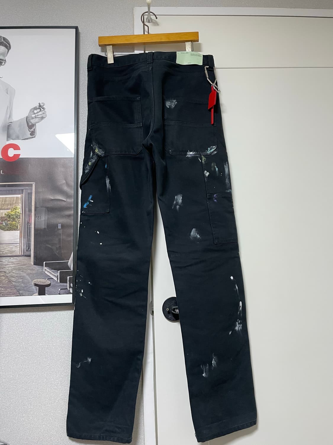 오프화이트 더블 니 페인트 스플래터 카펜터 데님 상품이미지2