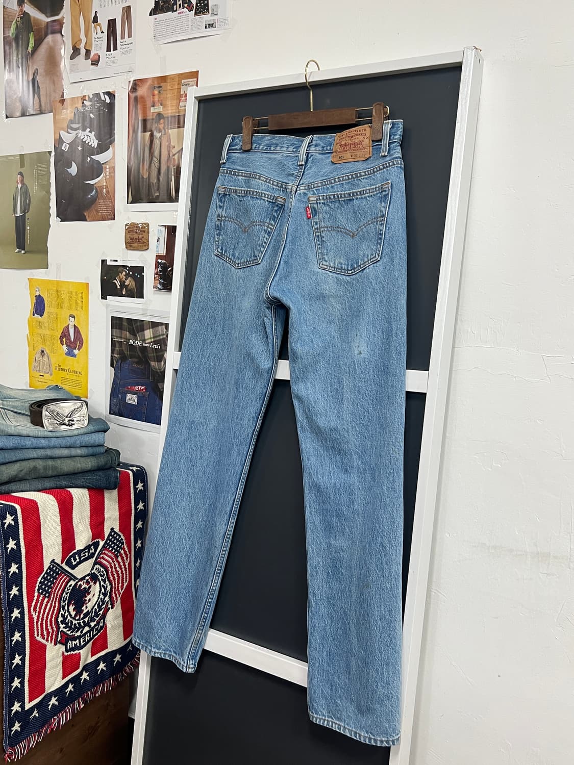 90s USA Levis 리바이스 501 스트레이트 연청 데님 팬츠 상품이미지1