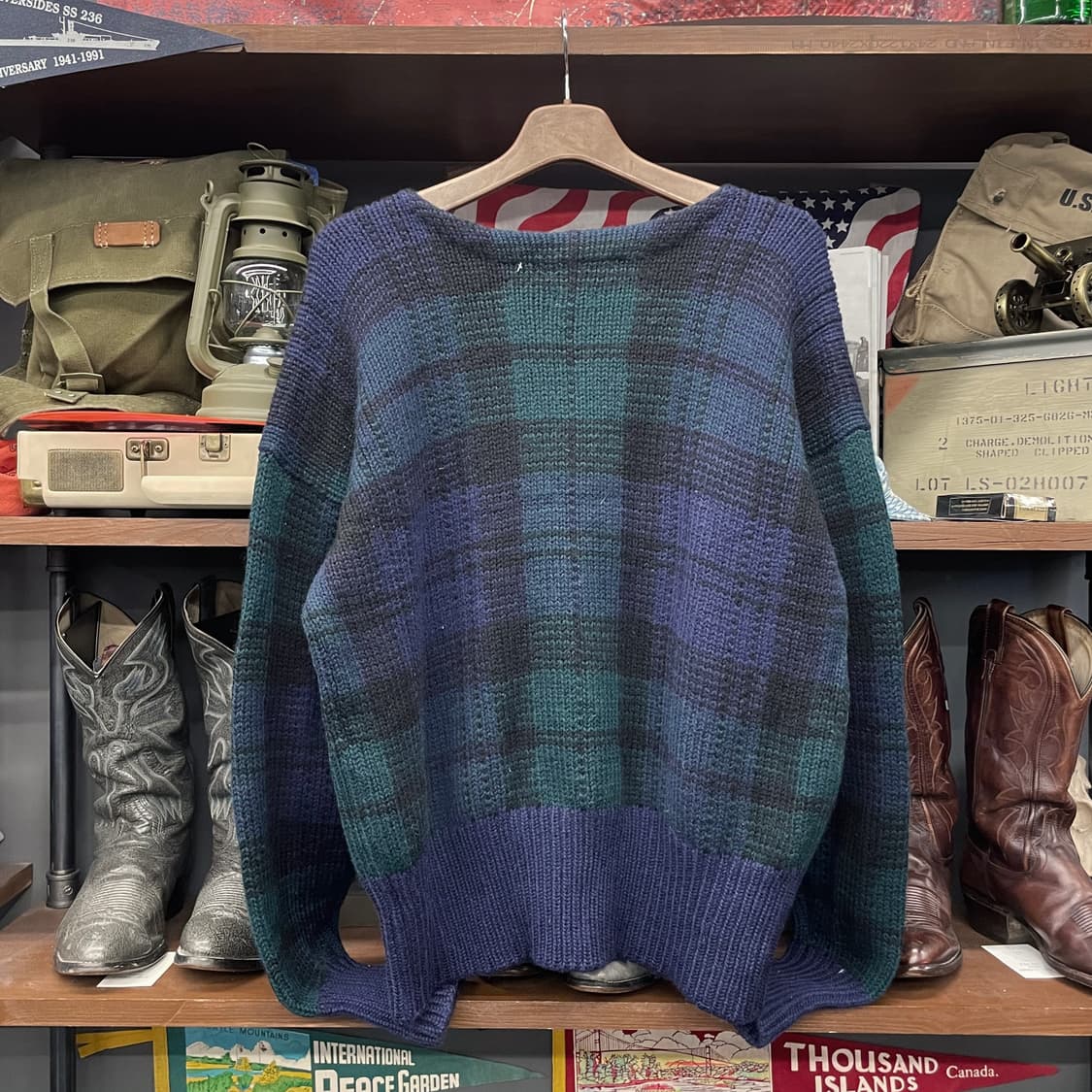 90s 폴로 랄프로렌 멀티 체크 헤비 울 니트 스웨터 컨트리 상품이미지2