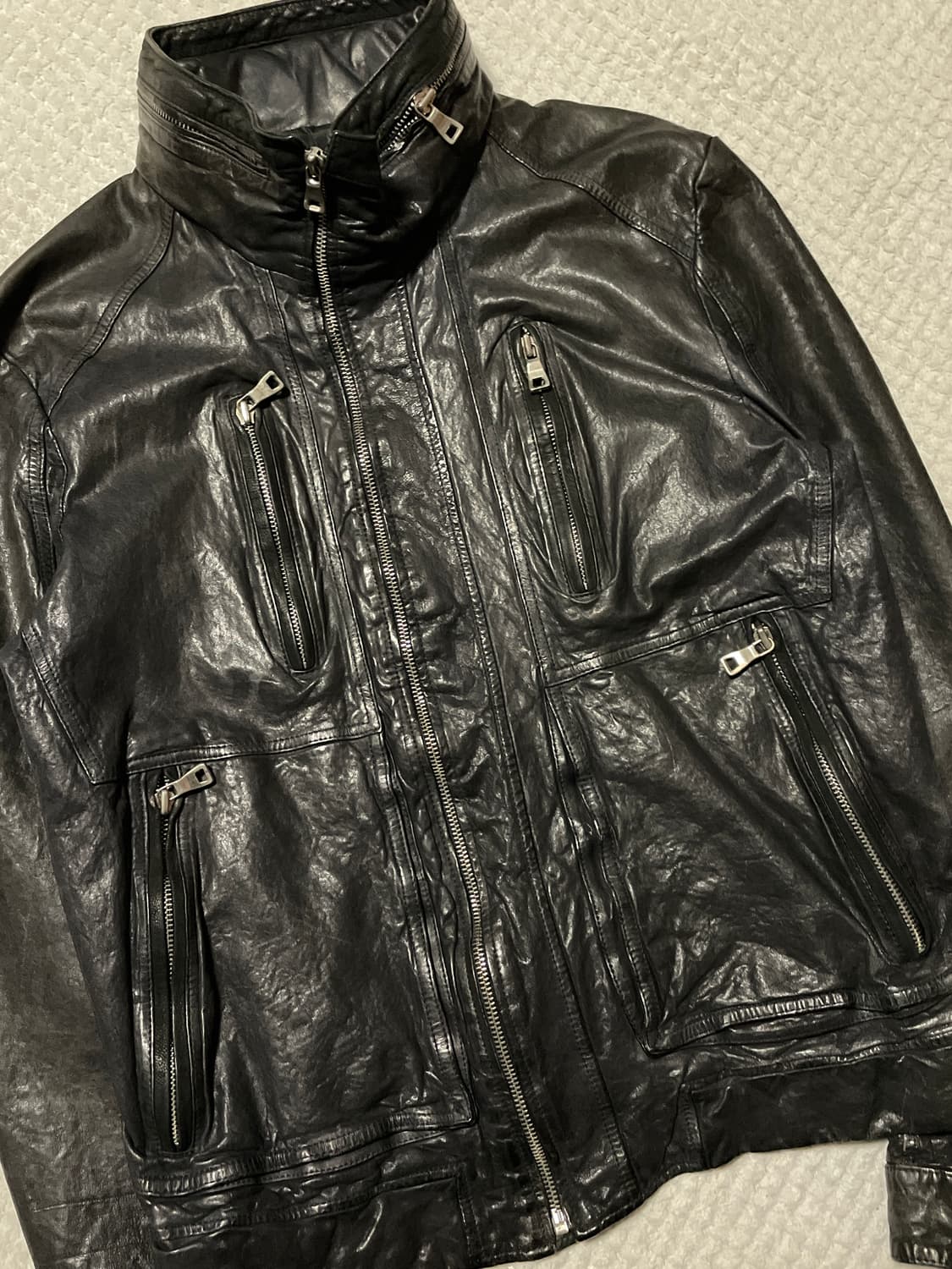 광희시장 웨스턴 무드 램스킨 양가죽 레더 자켓 다크 브라운 상품이미지6