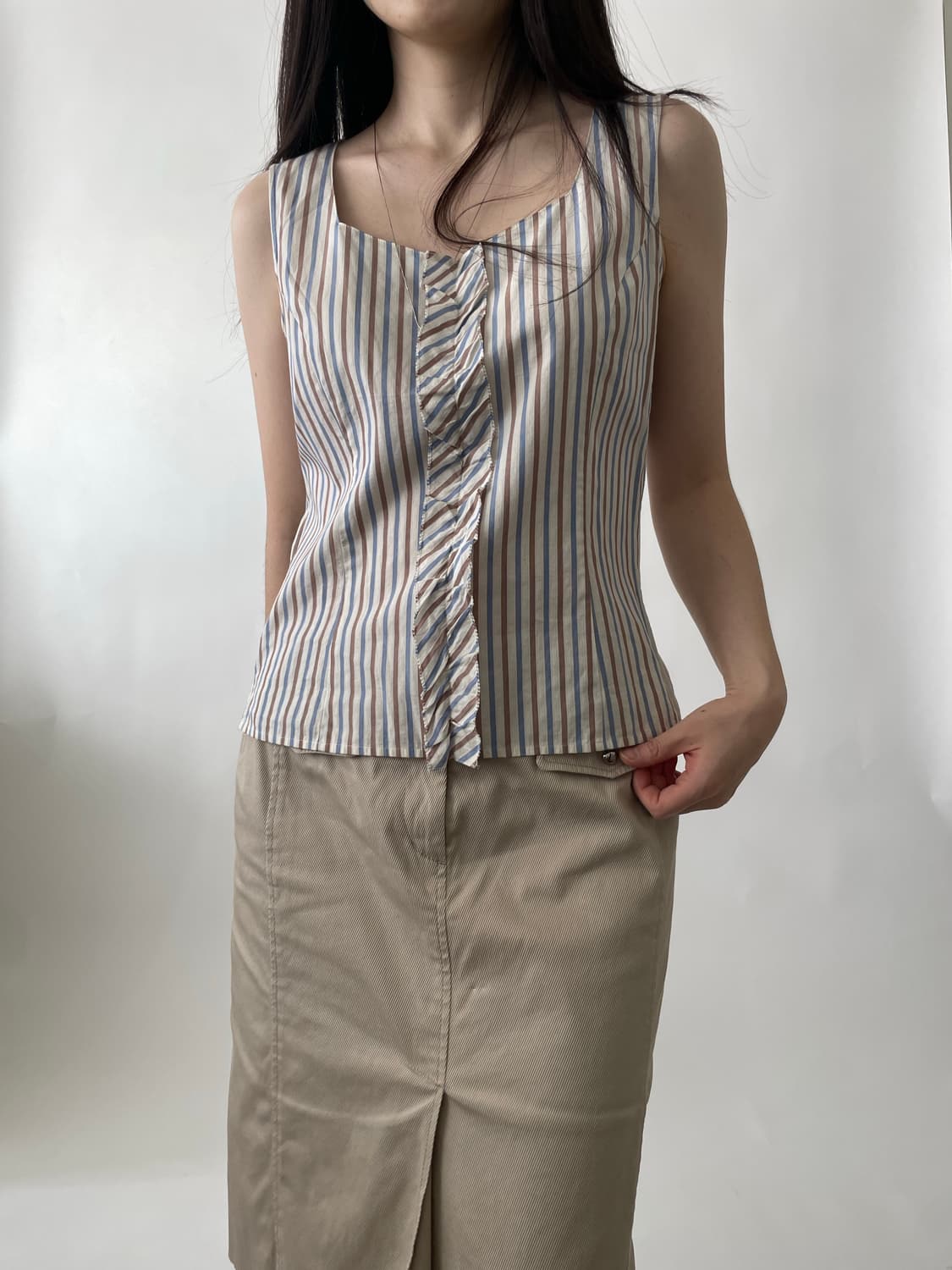 Aquascutum square neck frill blouse 상품이미지10