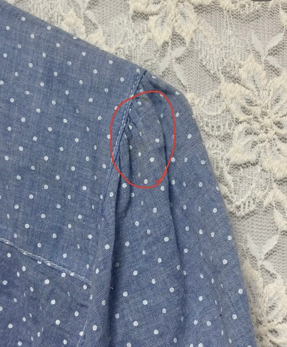 하늘색 도트 반팔블라우스 상품이미지3