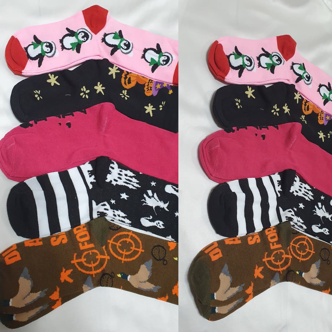 5컬레 가격~ 핑크 블랙 브라운 펭귄 호박 할로윈 에이치앤엠 양말  상품이미지3