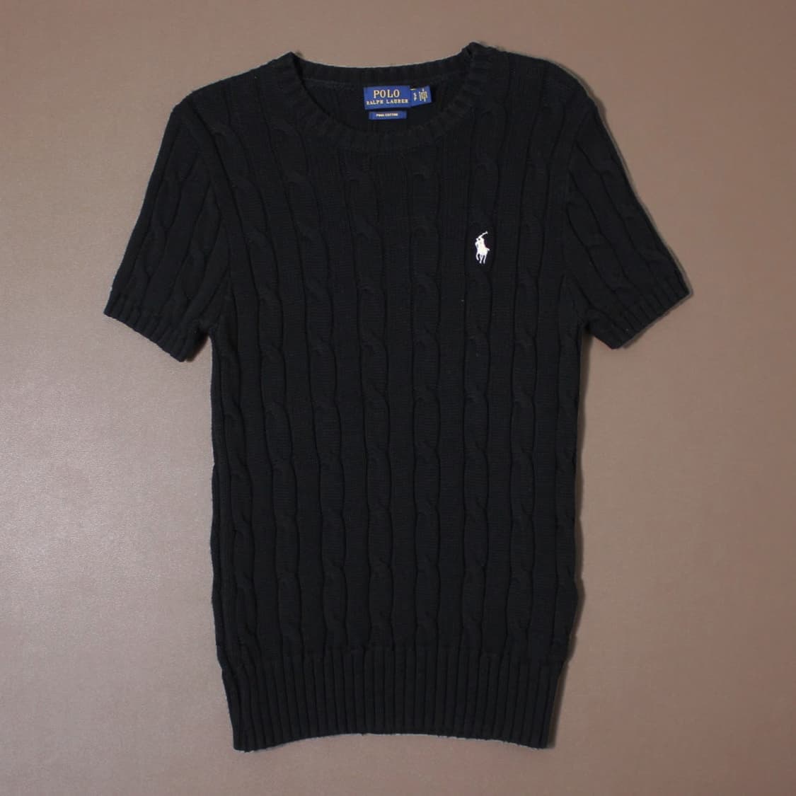 Polo 폴로 랄프로렌 블랙 케이블 반팔 니트  상품이미지1
