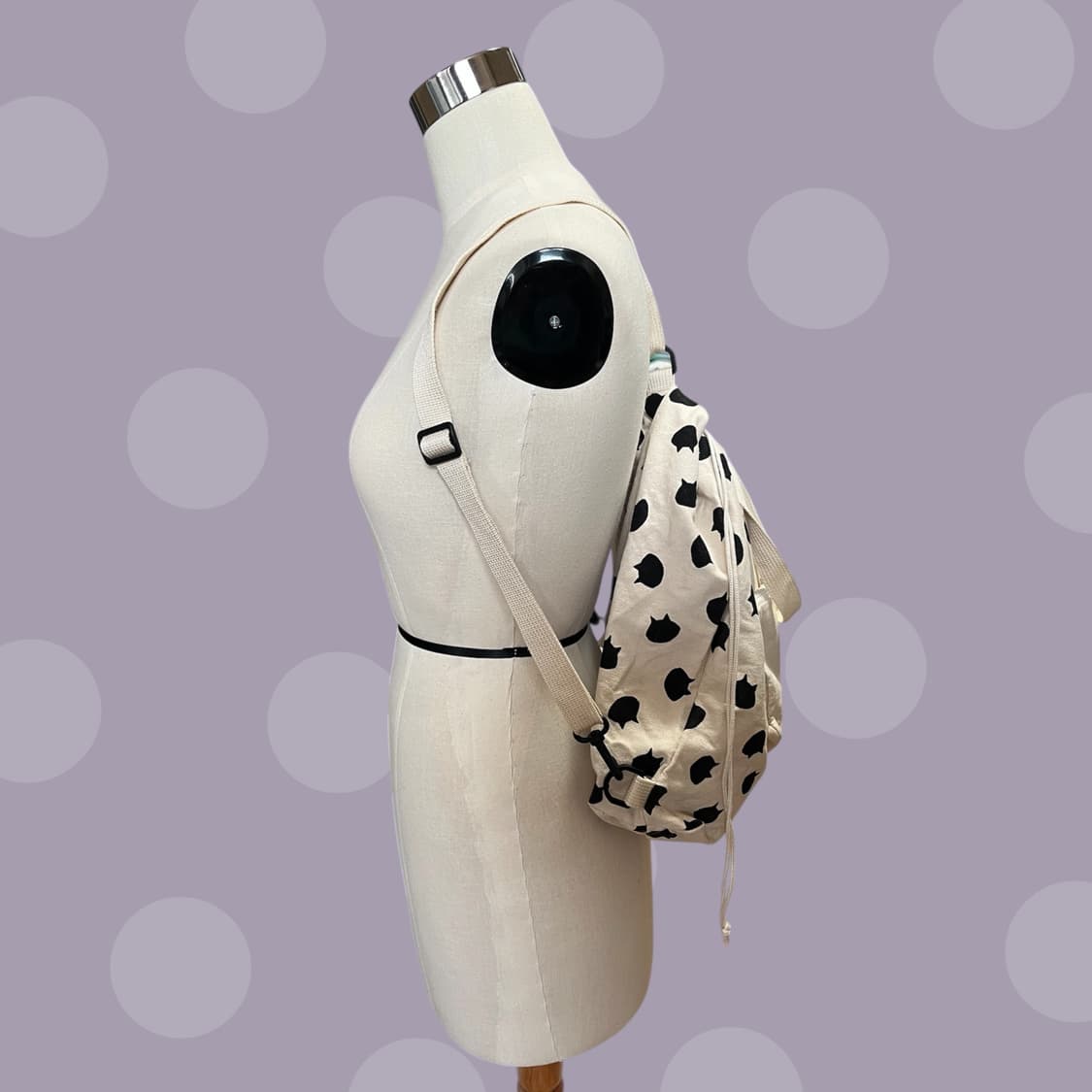 네넷 냐🐾 아이보리 땡땡이 고양이 짐색 백팩 상품이미지3