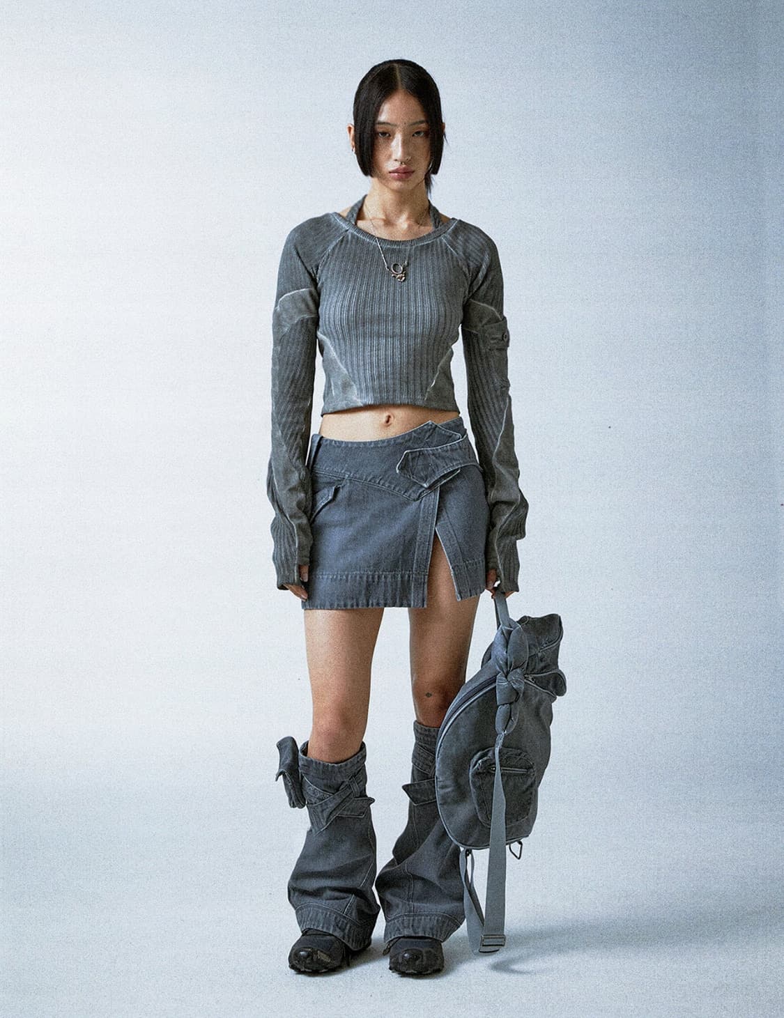 WRAP SKIRT 랩스커트 쿨그레이 s 상품이미지3