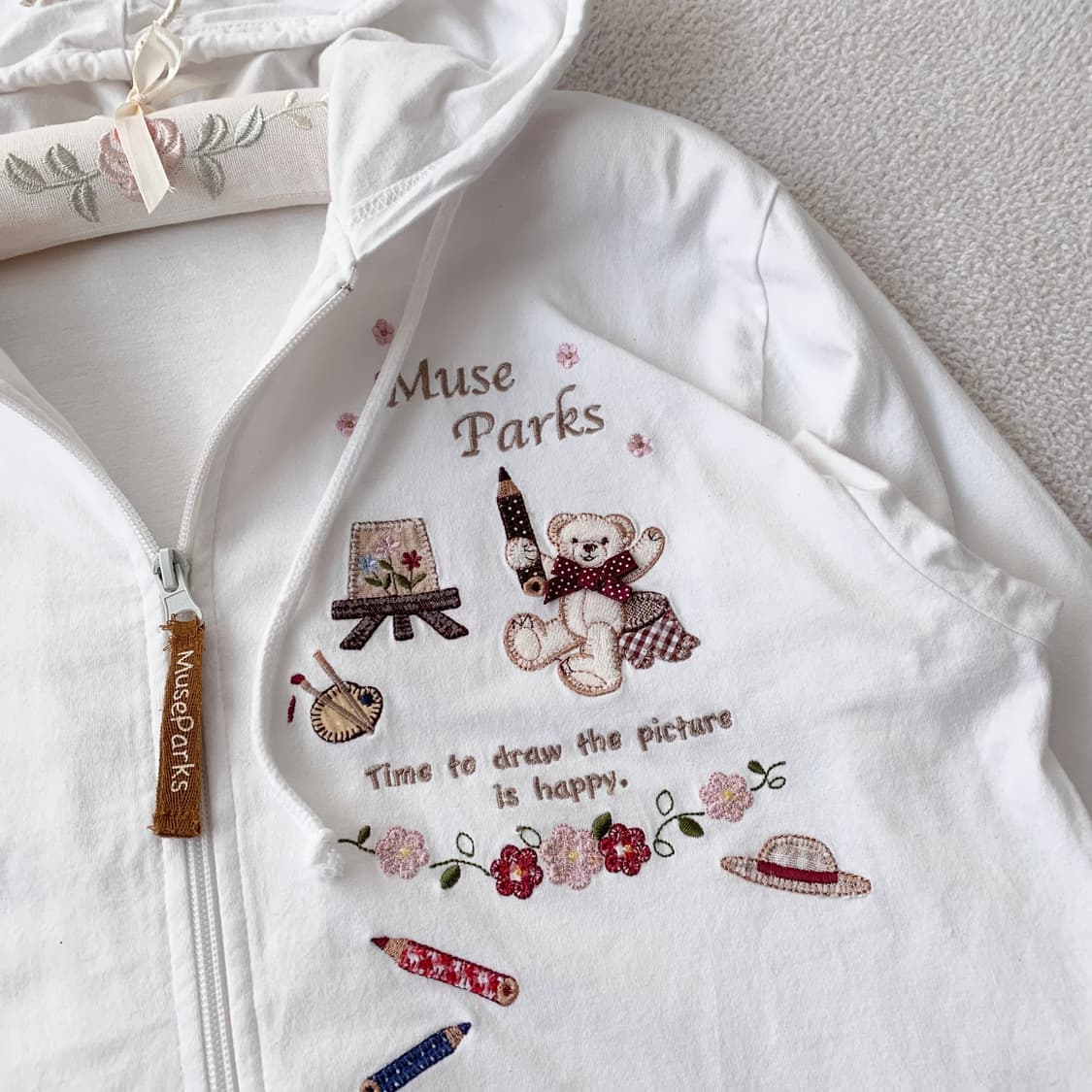 곰돌이 패치자수 대장 후드집업 상품이미지3