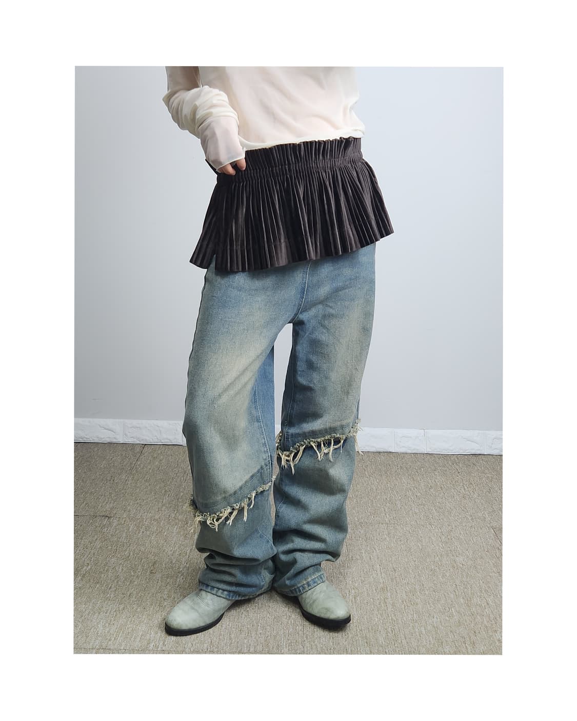 벨벳 레이어드 랩 스커트 상품이미지1