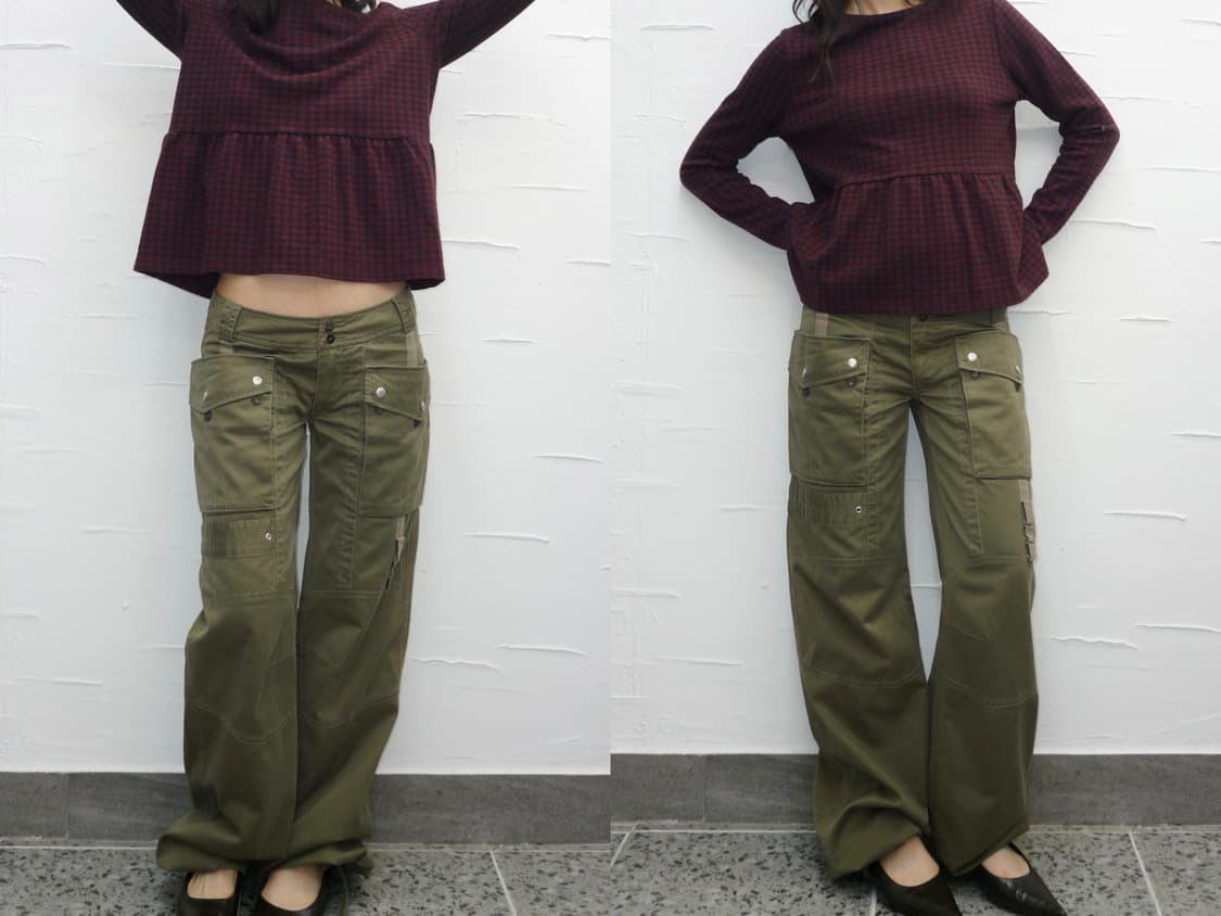 check pattern flare sleeve 상품이미지1