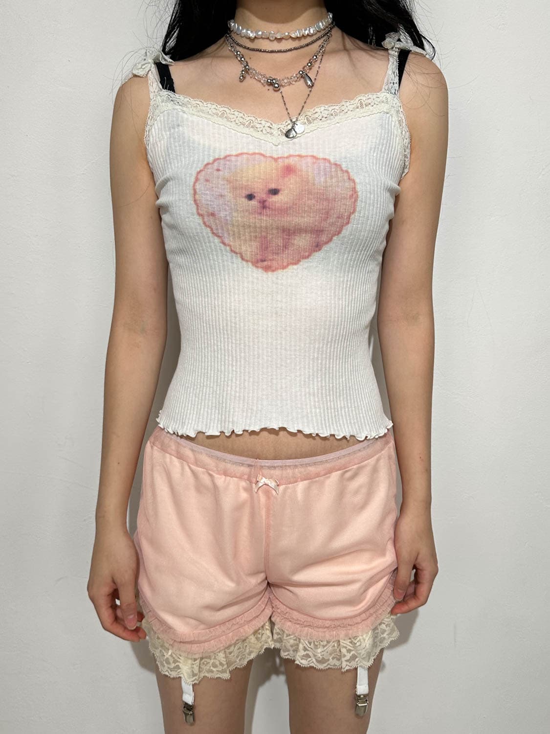 고양이 프린팅 슬리브리스 상품이미지2