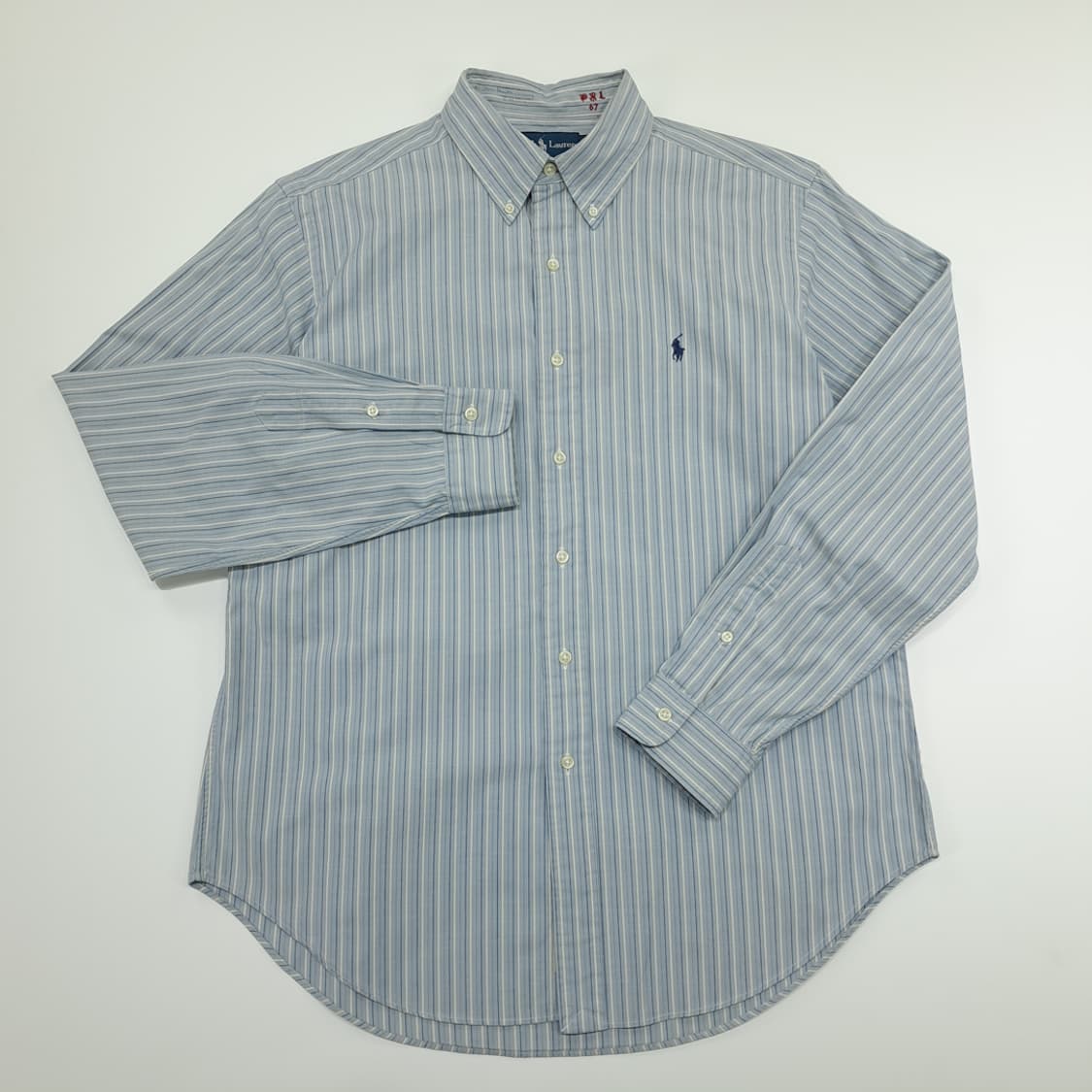 CN821 L 폴로 랄프로렌 베이비블루 올드스쿨 스트라이프 셔츠 남방 상품이미지2