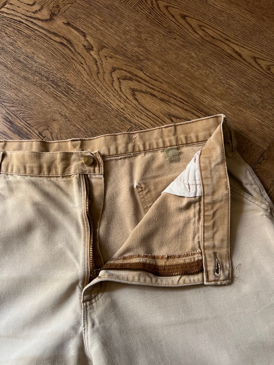 [40]칼하트 USA 빈티지 페이딩 브라운 싱글니 카펜터 워크 팬츠 상품이미지3