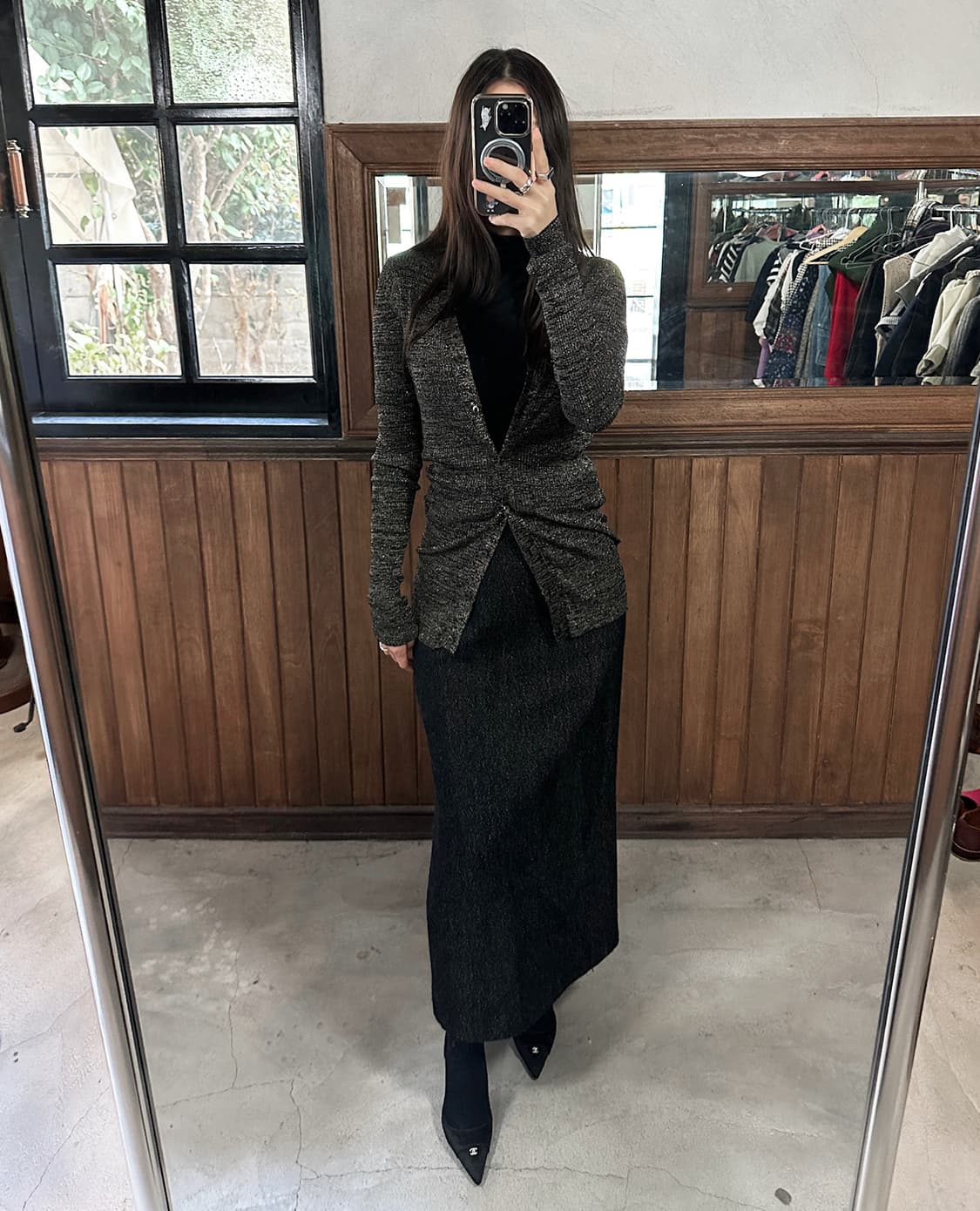 COMME DES GARCONS black wool maxi skirt 상품이미지5