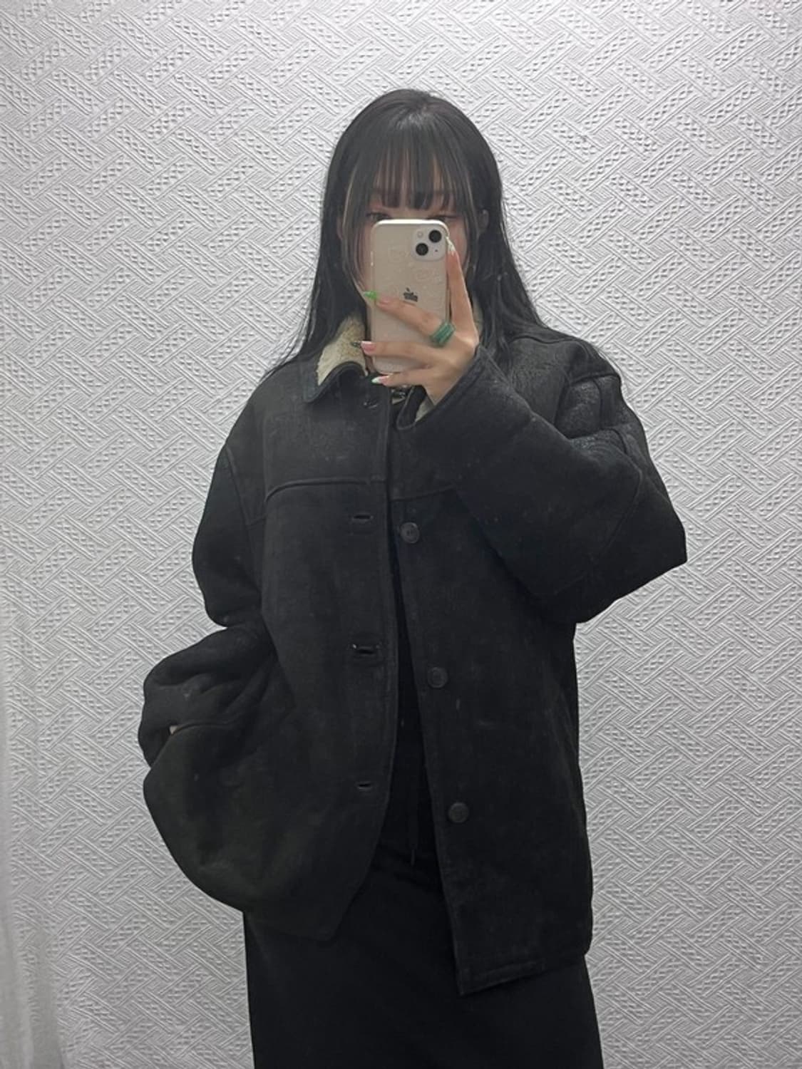 랭글러 빈티지 오버핏 가죽 양털 무스탕 자켓 L C08922 상품이미지1