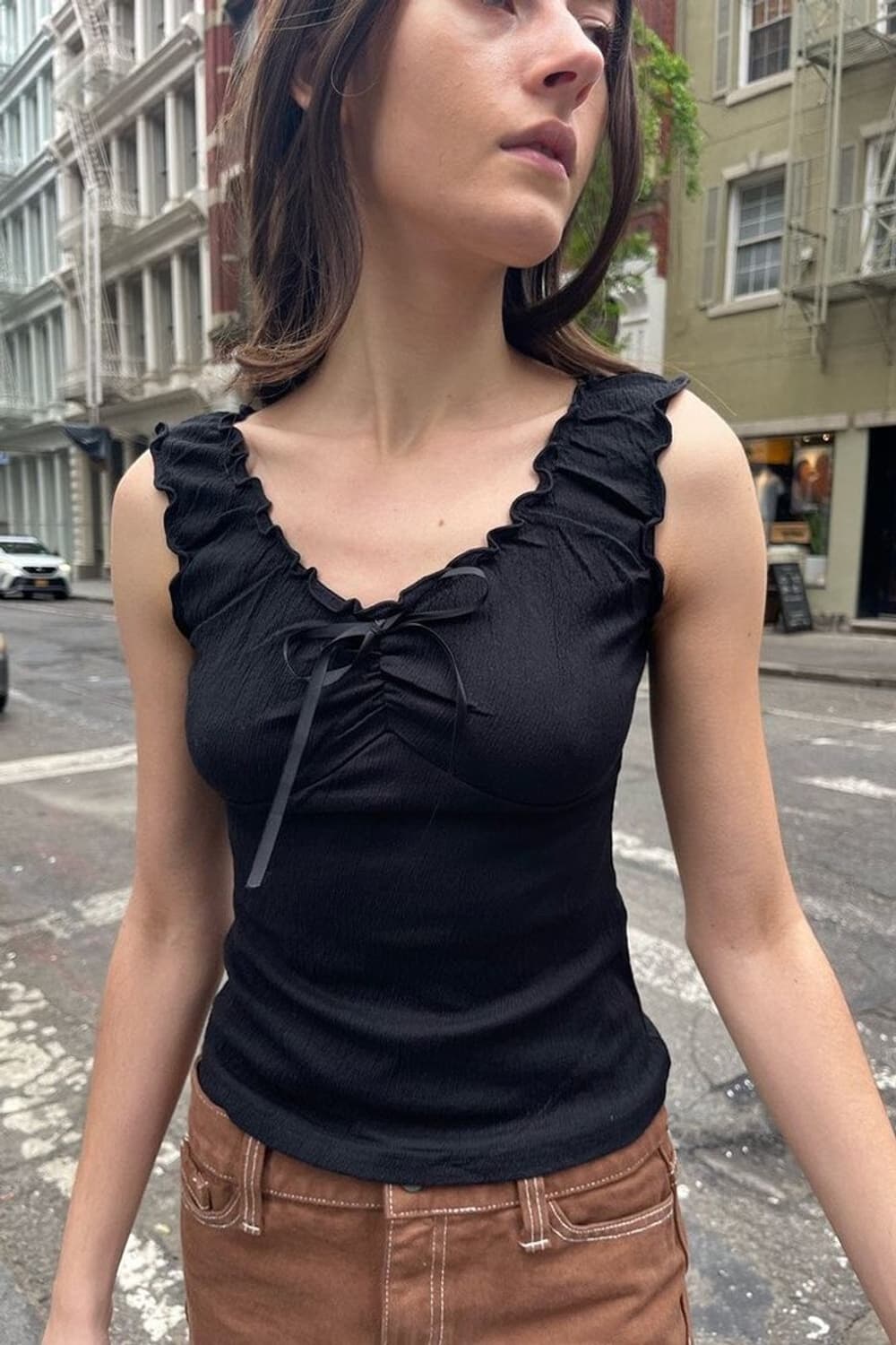 브랜디 멜빌 리본 블랙 탑 상품이미지1