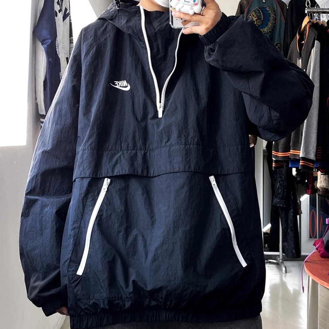 나이키 NSW 스우시 블랙 나일론 풀오버 우븐 아노락 상품이미지2