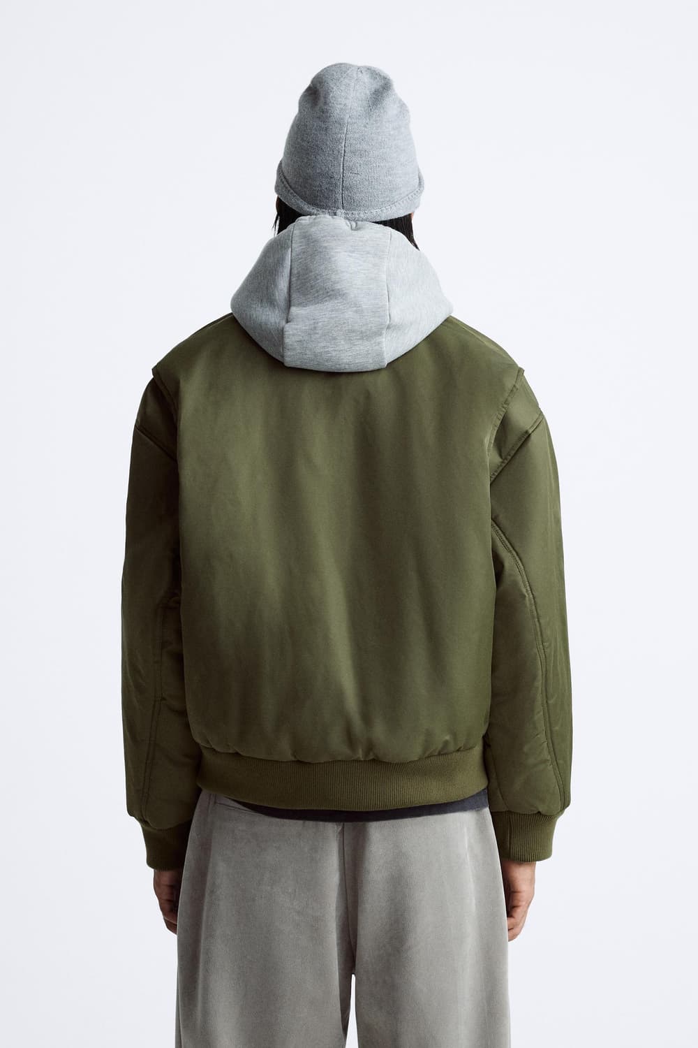 [새상품] 자라 퀼티드 오버사이즈 봄버 자켓 카키 MA-1 상품이미지2