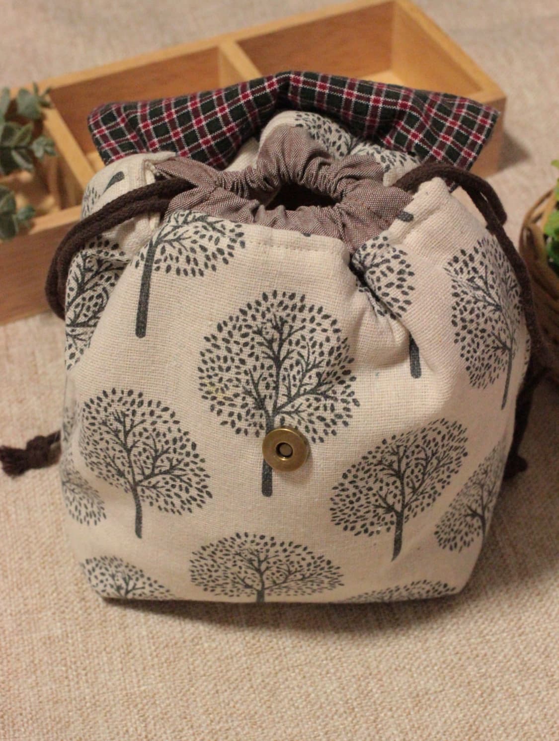 핸드메이드 나무무늬 스트링 파우치 상품이미지4