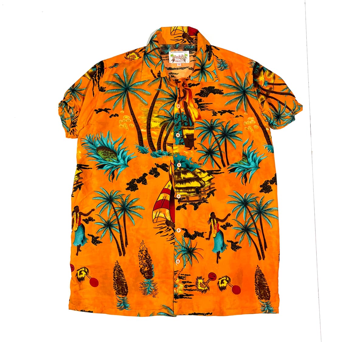 Waikiki 오렌지 야자수 하와이안셔츠 M 상품이미지1