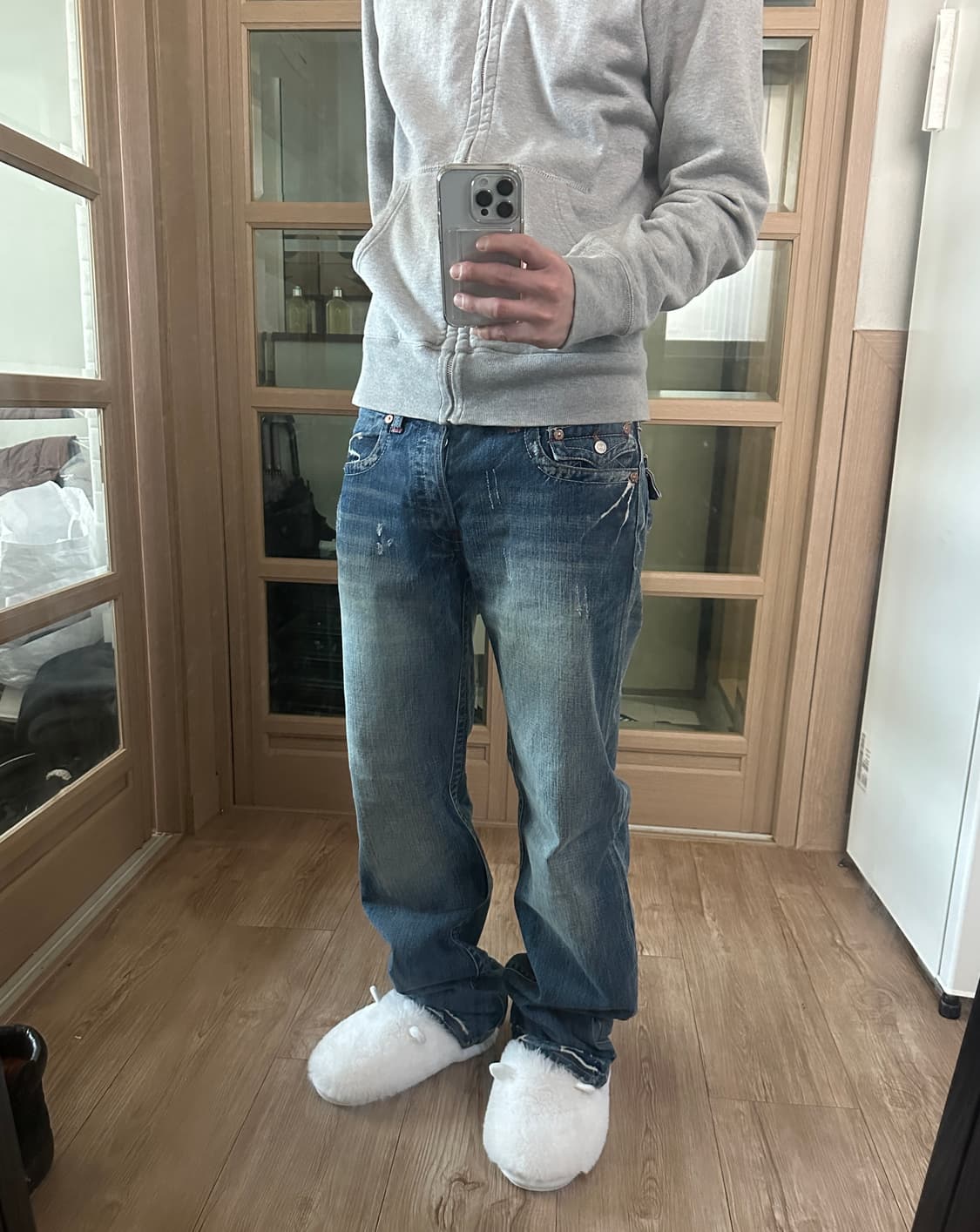 30) 트루 릴리전 남성 y2k 로우라이즈 스트레이트 데님팬츠 상품이미지3