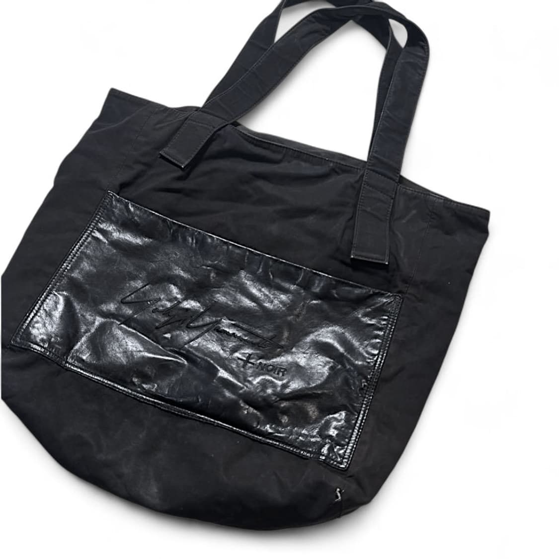 요지 야마모토 느와르 가죽 코튼 레터링 토트백 상품이미지2