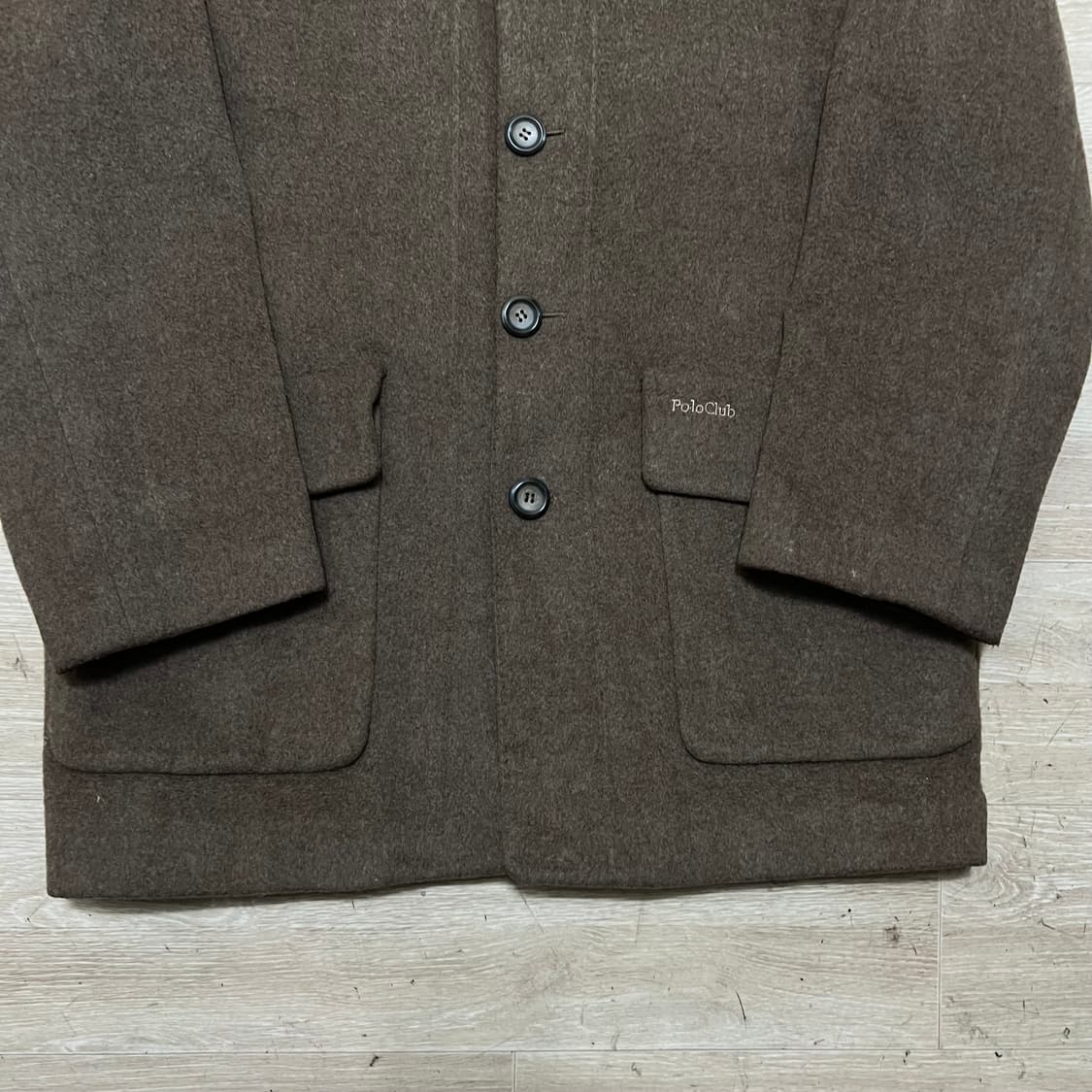 폴로 클럽 모직 자수로고 싱글 매킨토시 맥코트 [브라운] FREE 상품이미지3