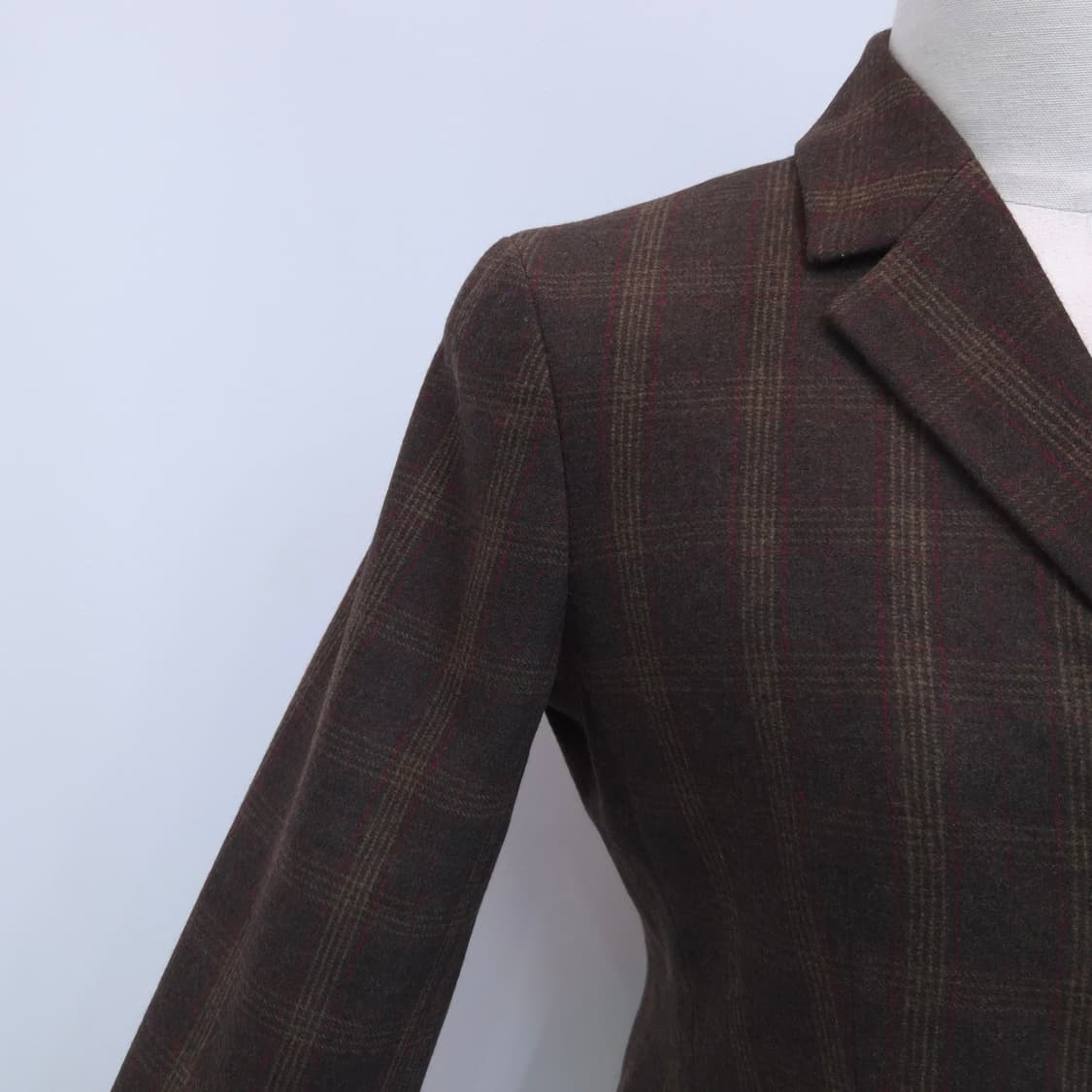 Lands’ End 브라운 체크 울 블레이저 상품이미지3