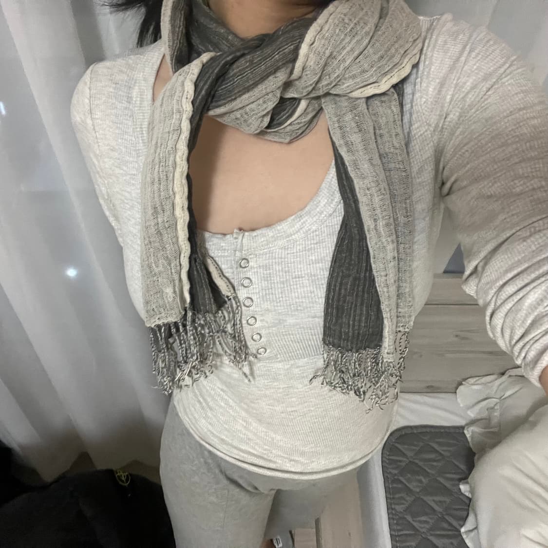 빈티지 레이어드 그런지 머플러 상품이미지3