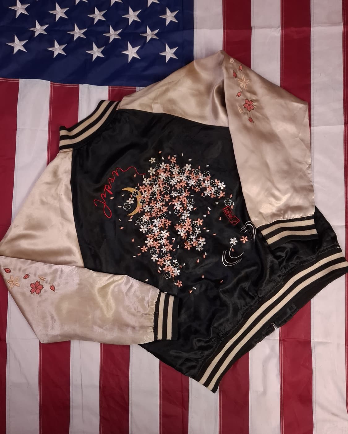 오리지날 재패니즈 벚꽃 자수 수베니어 스카잔 상품이미지1